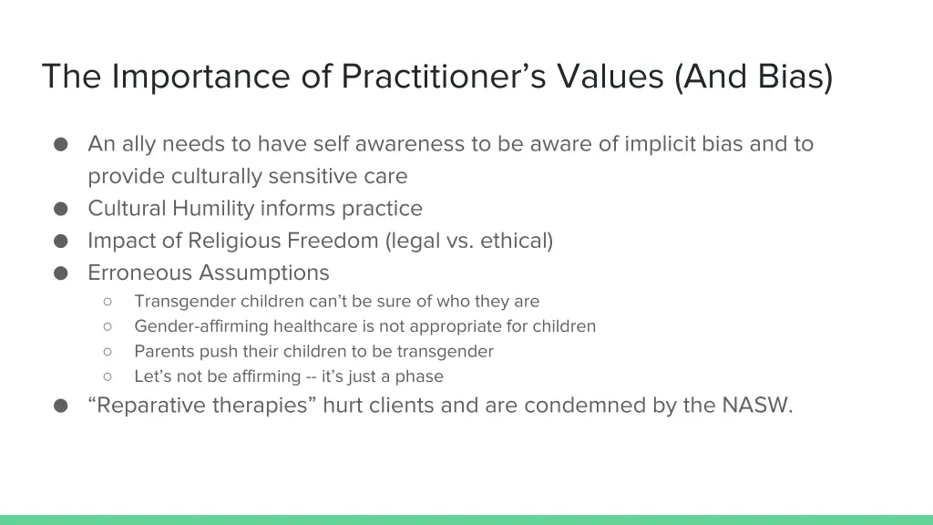 the importance of practitioner s values and bias