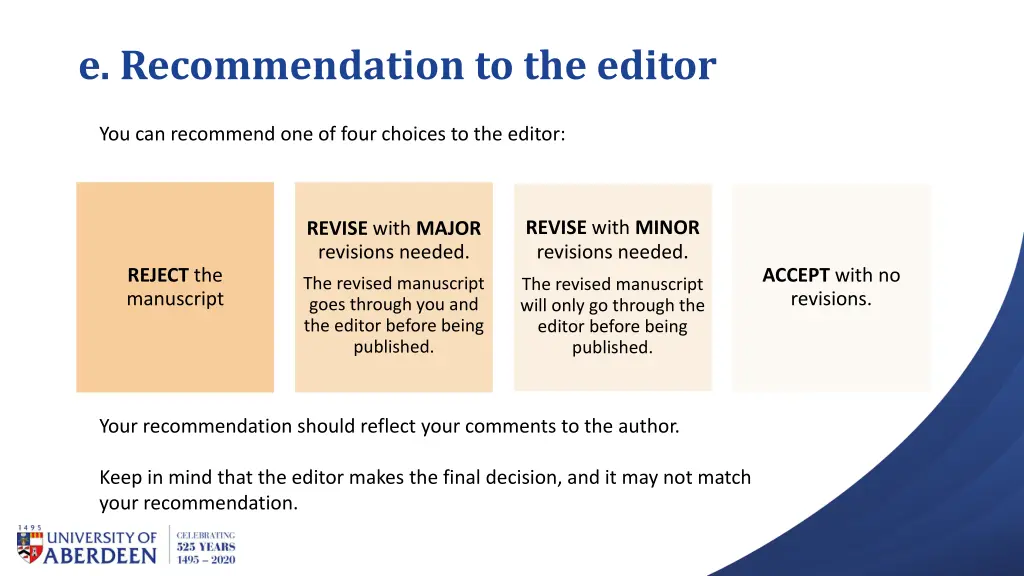 e recommendation to the editor