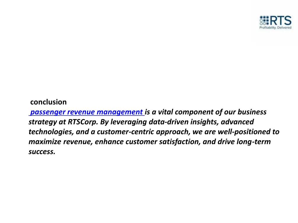 conclusion passenger revenue management