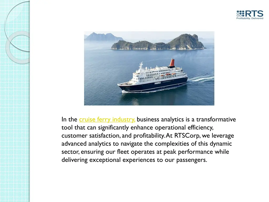 in the cruise ferry industry business analytics