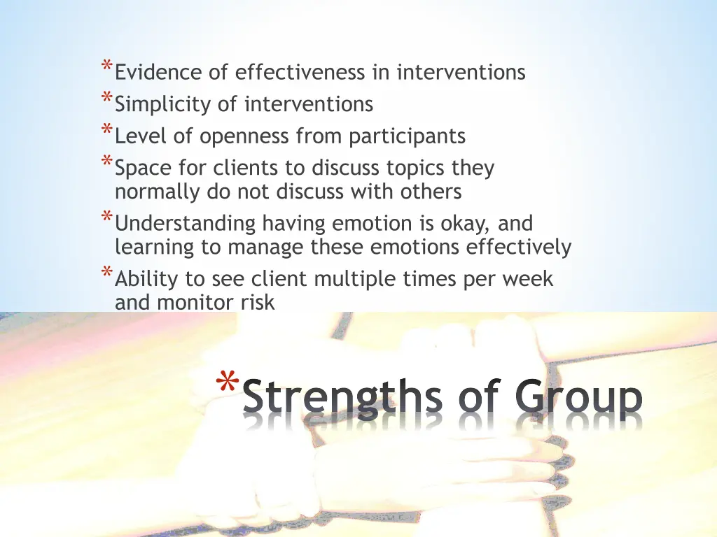 evidence of effectiveness in interventions