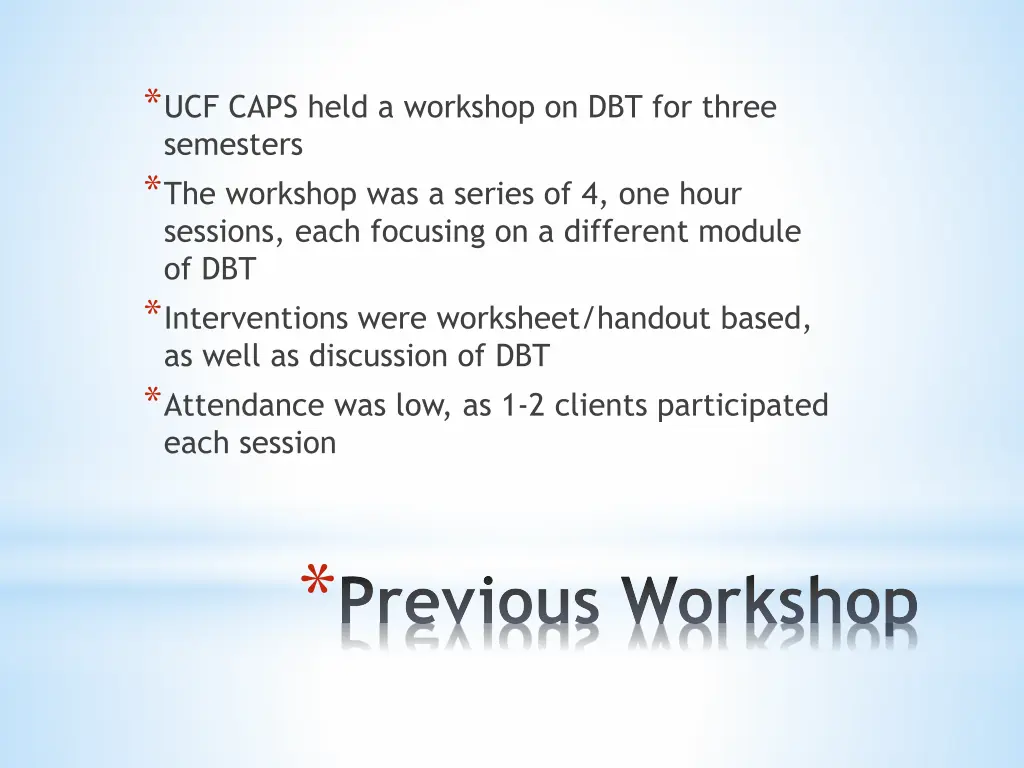 ucf caps held a workshop on dbt for three