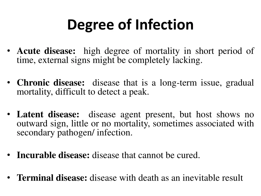 degree of infection