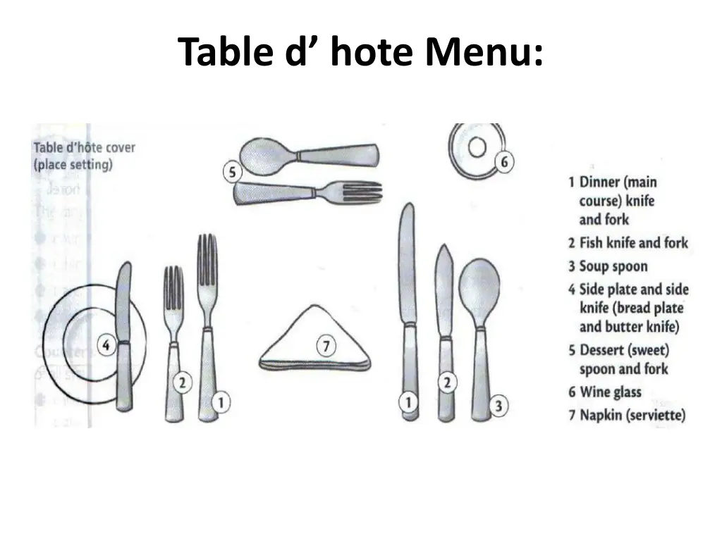 table d hote menu 1