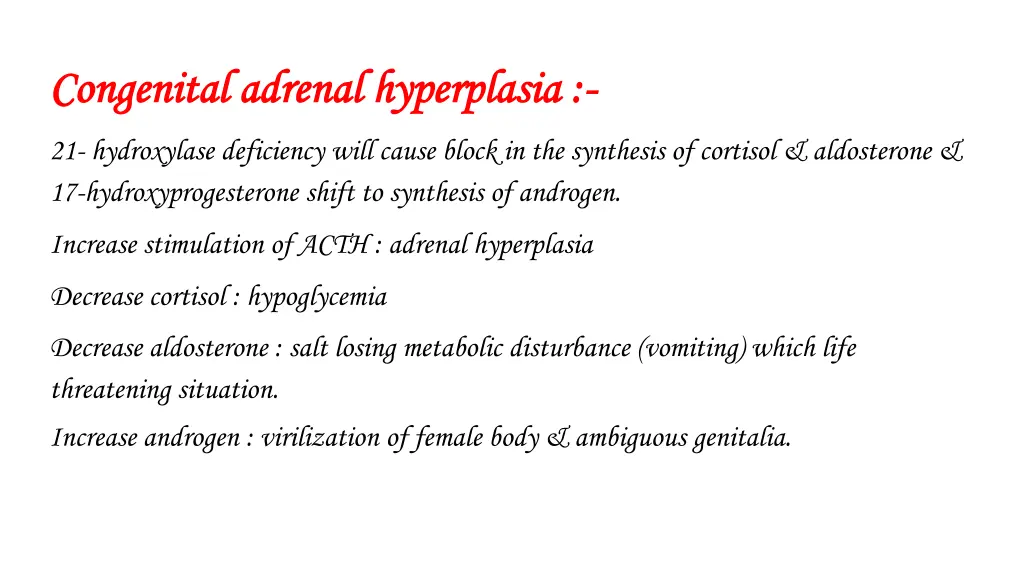 congenital adrenal hyperplasia congenital adrenal