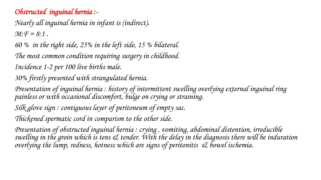 obstructed inguinal hernia obstructed inguinal