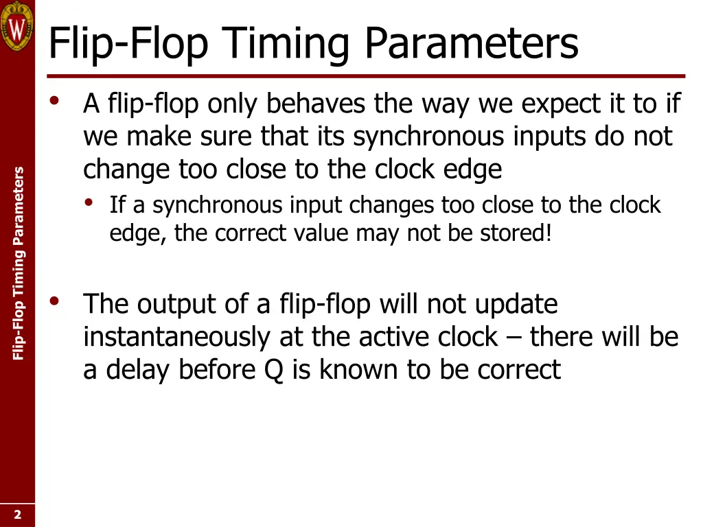 flip flop timing parameters a flip flop only