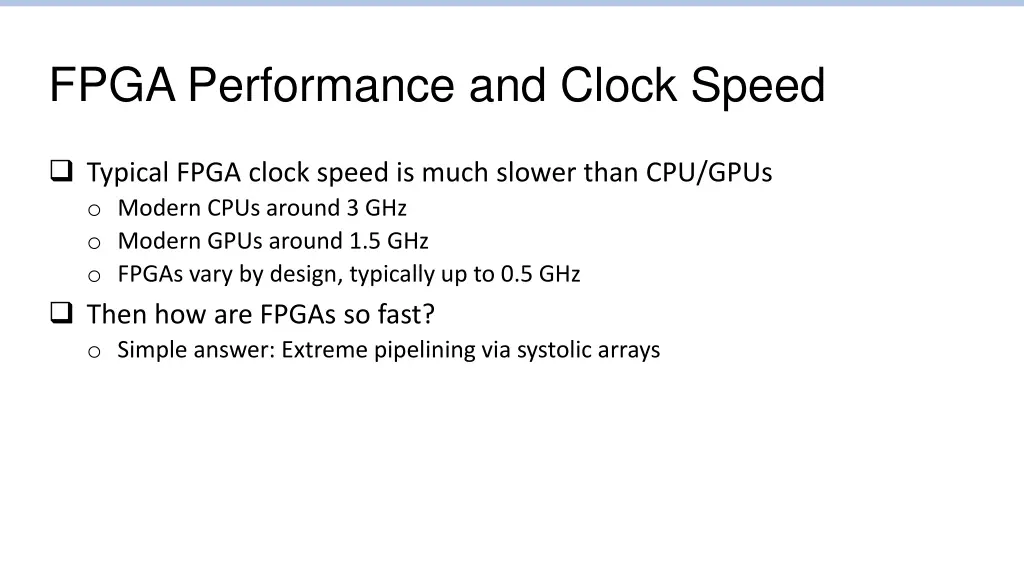 fpga performance and clock speed