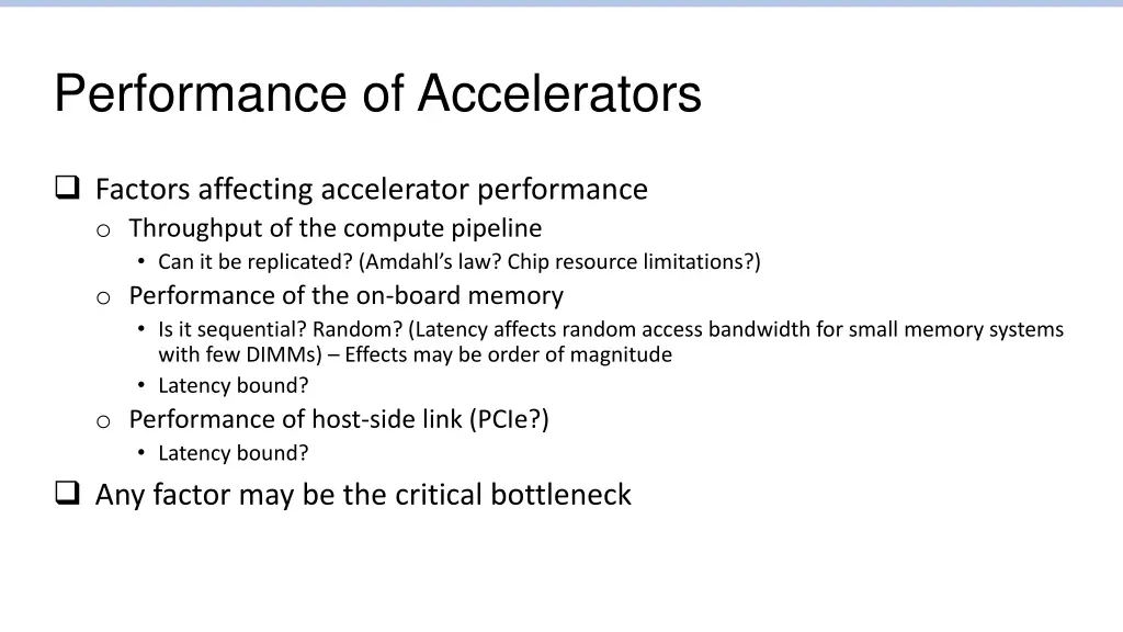 performance of accelerators