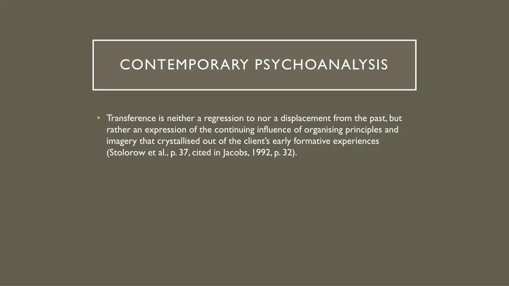 contemporary psychoanalysis