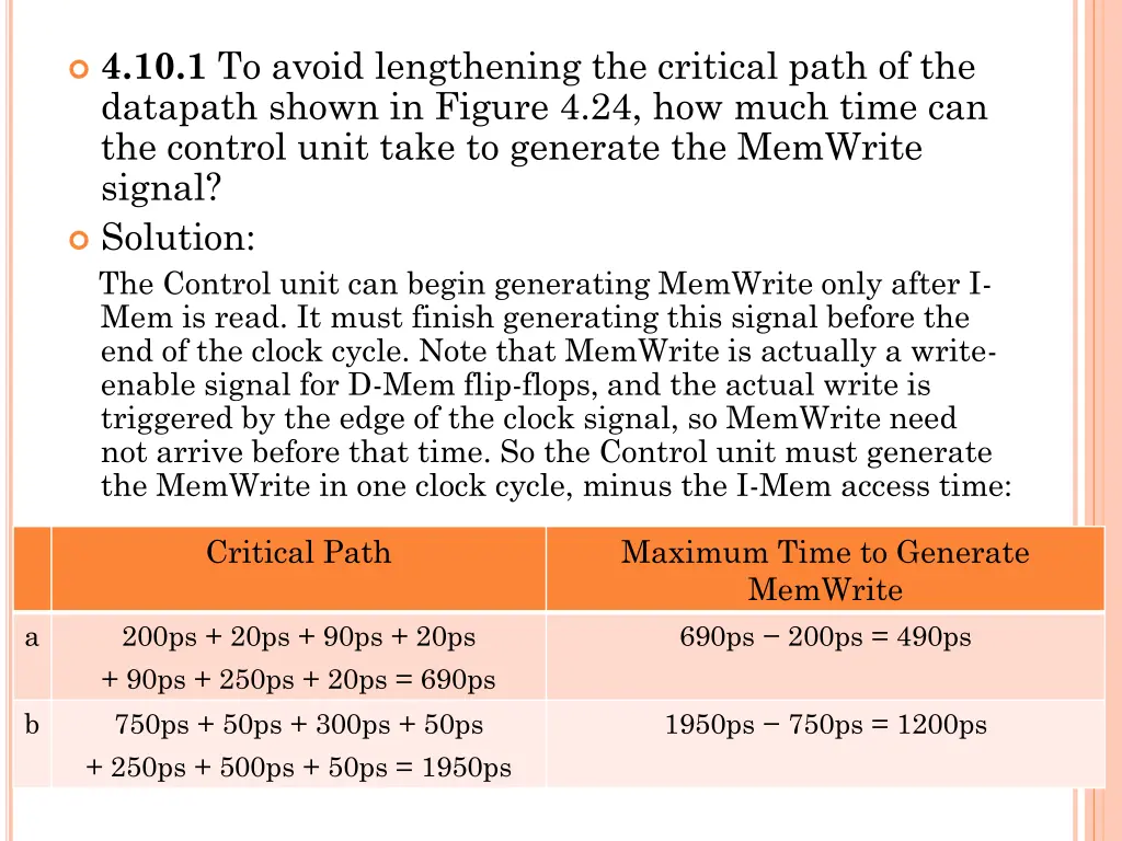 4 10 1 to avoid lengthening the critical path