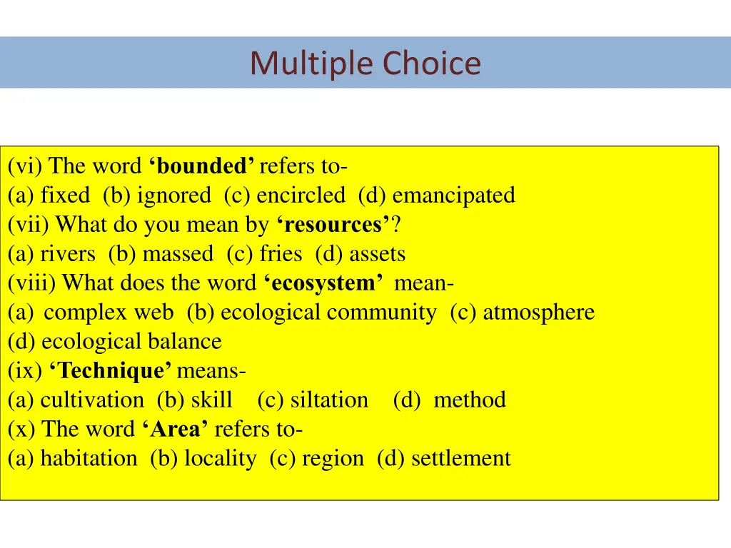 multiple choice