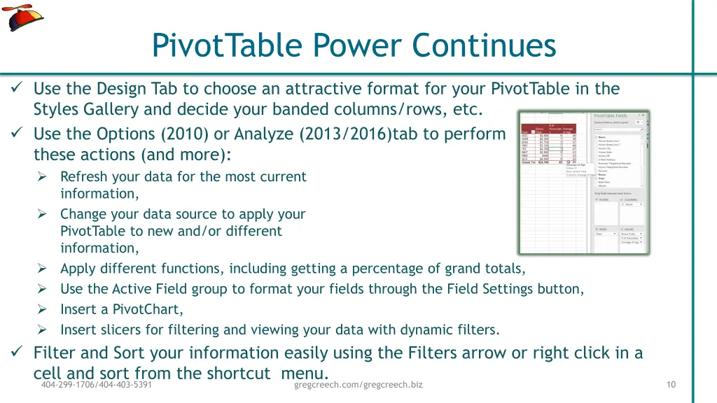 pivottable power continues