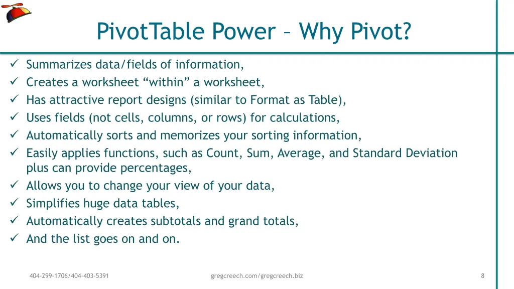 pivottable power why pivot