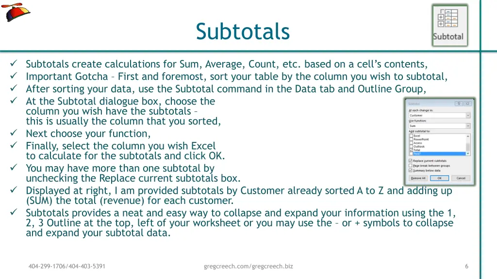 subtotals