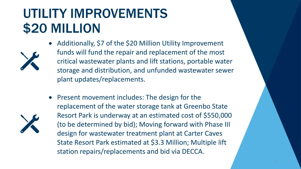 utility improvements 20 million additionally