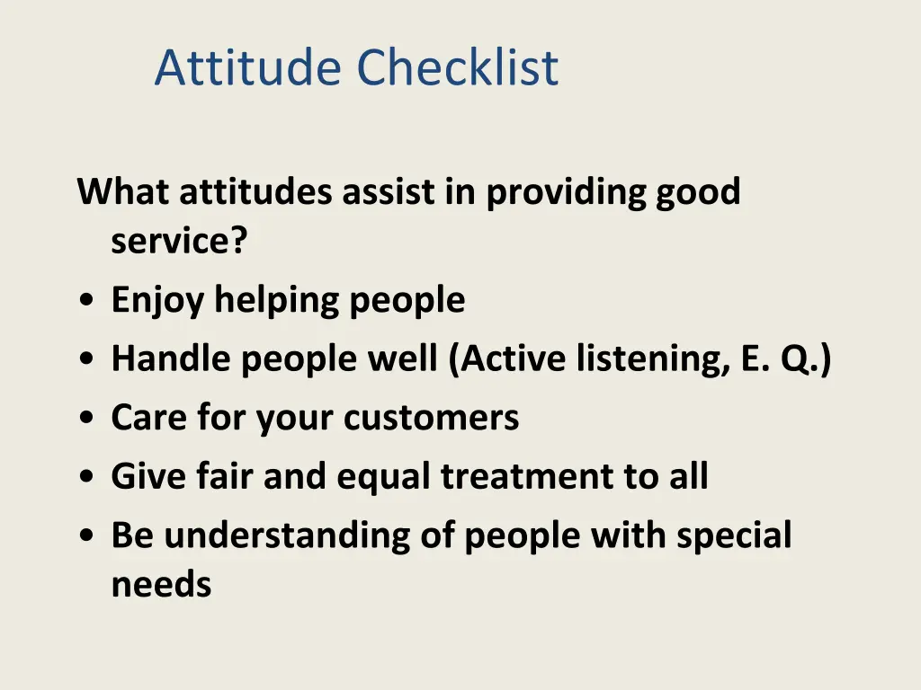 attitude checklist