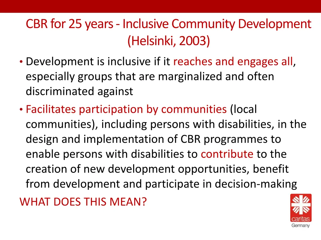 cbr for 25 years inclusive community development