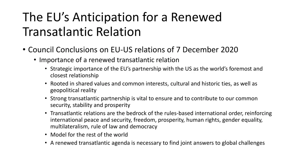 the eu s anticipation for a renewed transatlantic 1