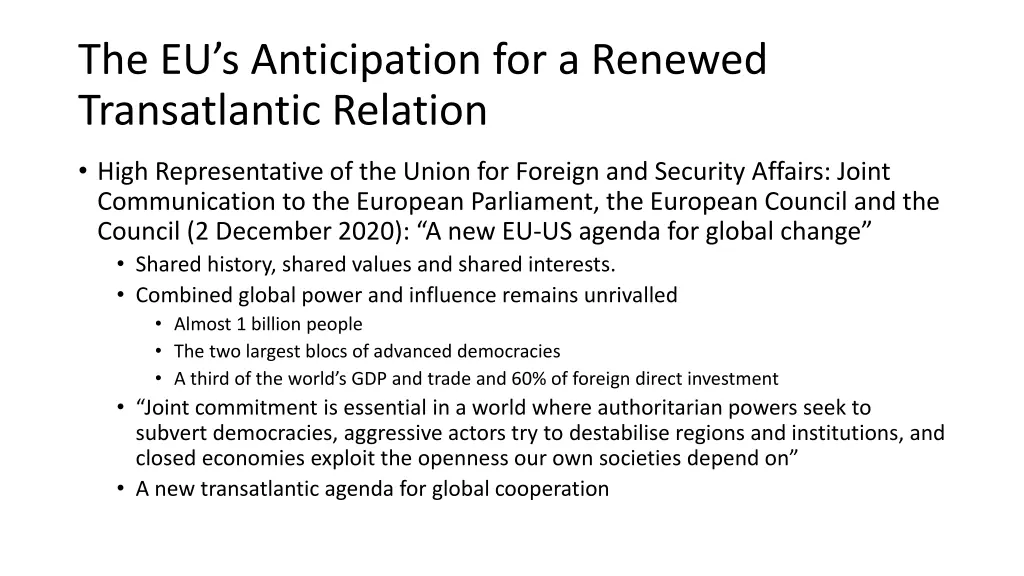 the eu s anticipation for a renewed transatlantic 3