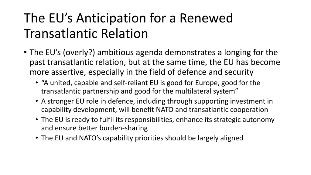 the eu s anticipation for a renewed transatlantic 8