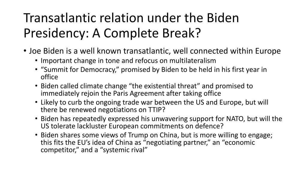 transatlantic relation under the biden presidency