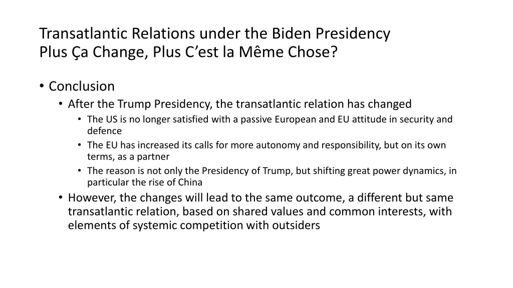 transatlantic relations under the biden 1