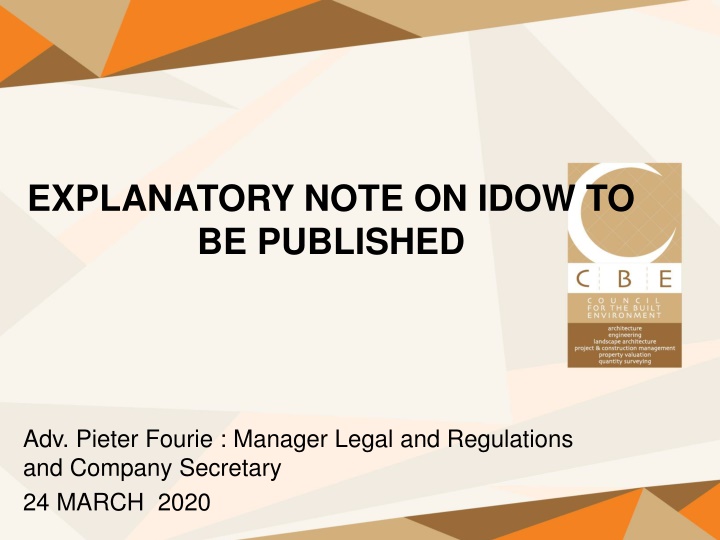 explanatory note on idow to be published