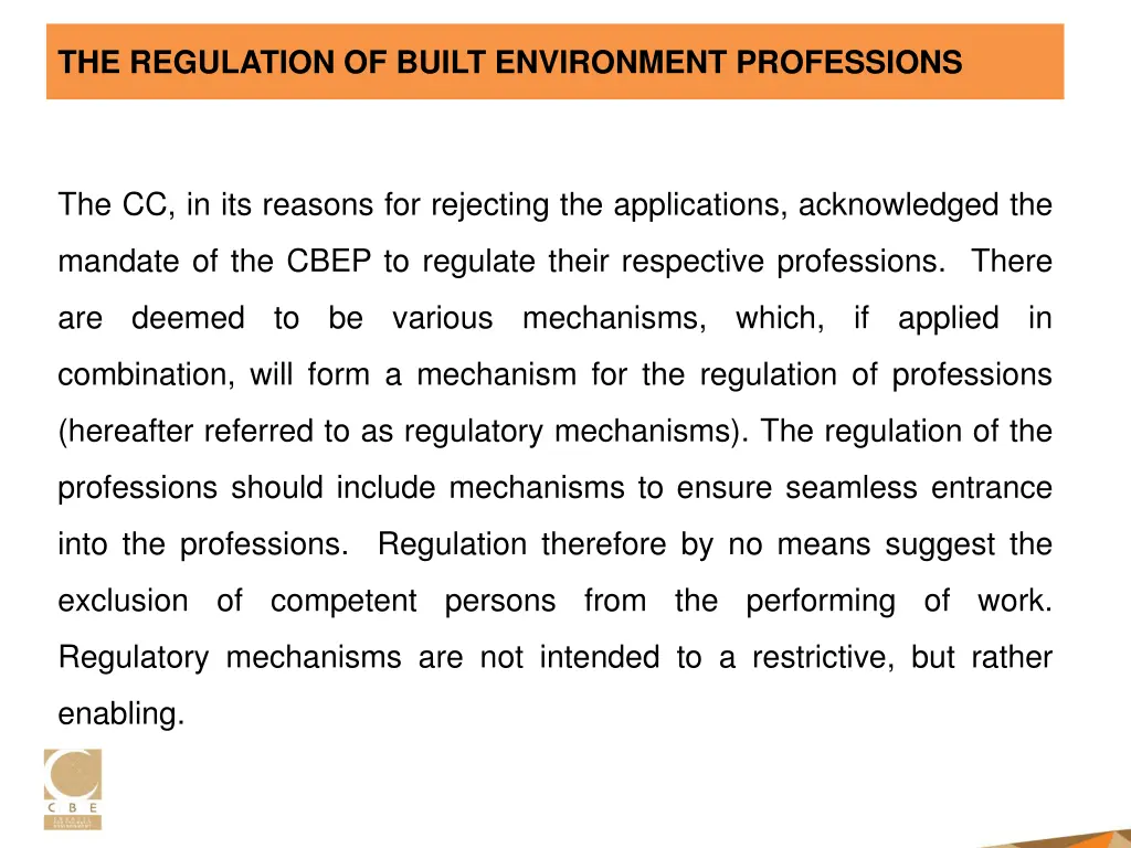 the regulation of built environment professions