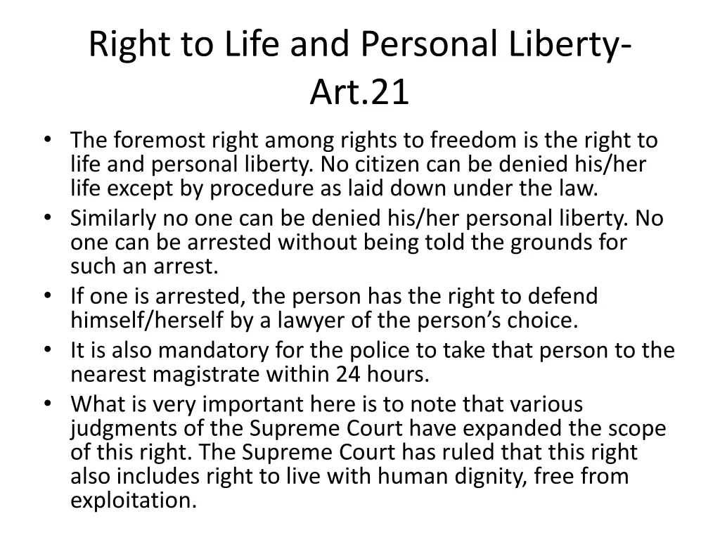 right to life and personal liberty