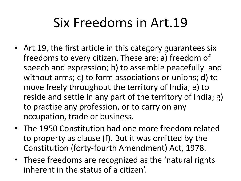 six freedoms in art 19