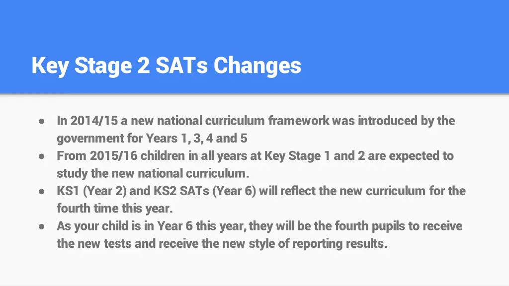 key stage 2 sats changes