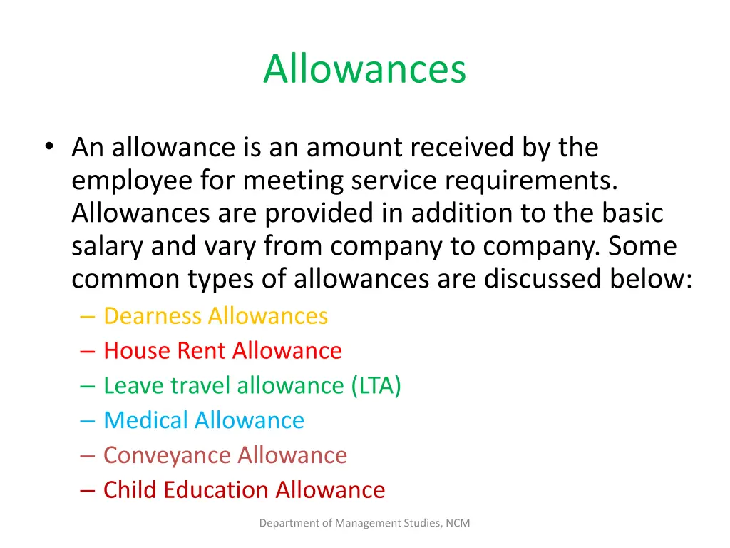 allowances