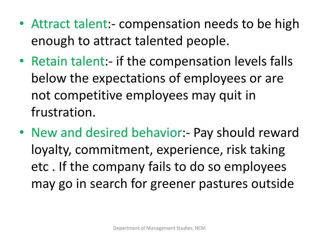 attract talent compensation needs to be high