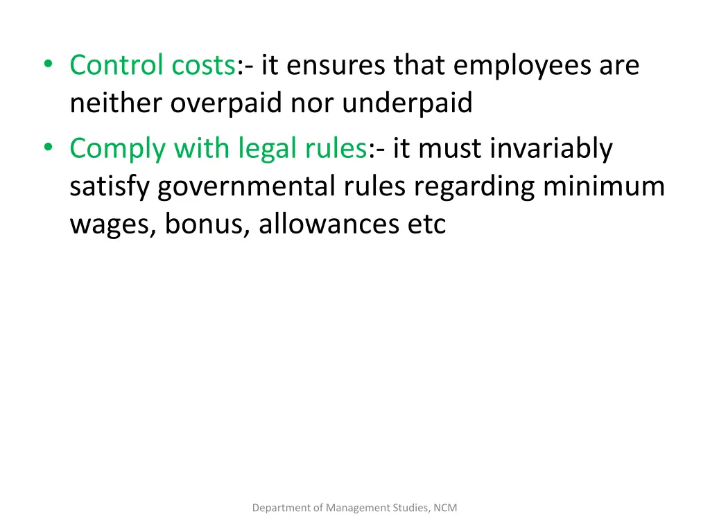 control costs it ensures that employees