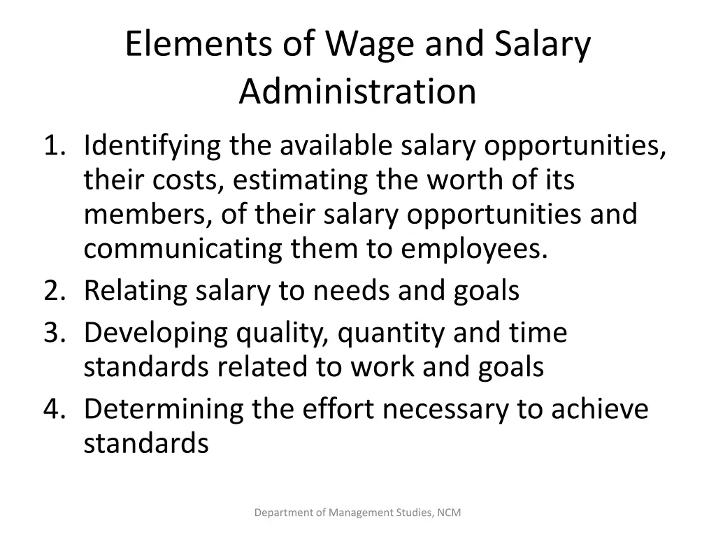 elements of wage and salary administration