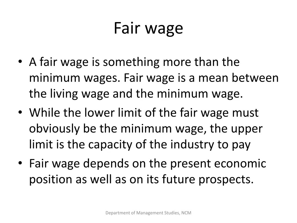 fair wage