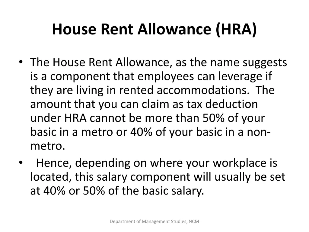 house rent allowance hra