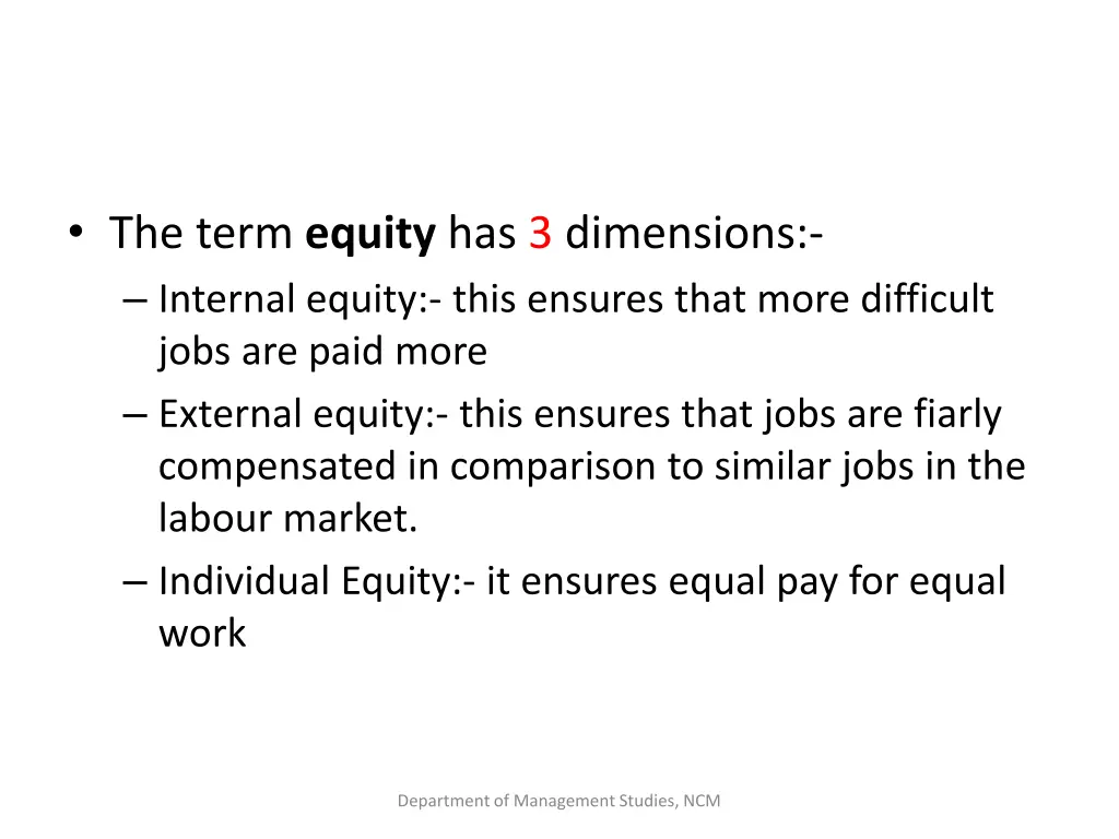 the term equity has 3 dimensions internal equity