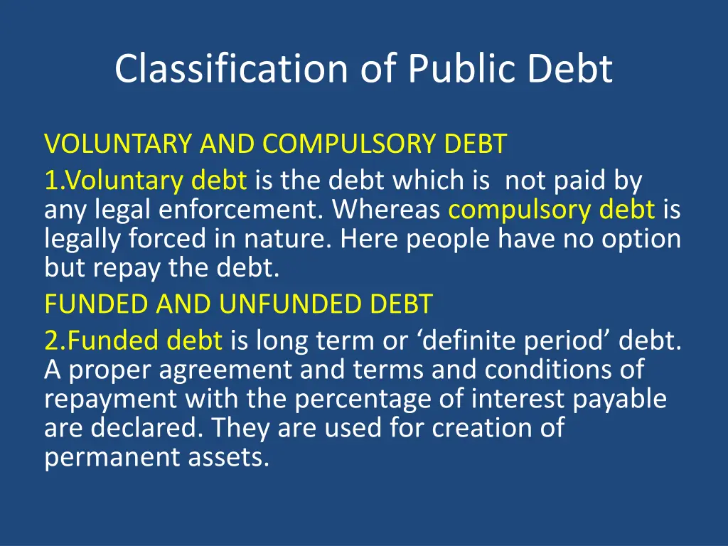 classification of public debt