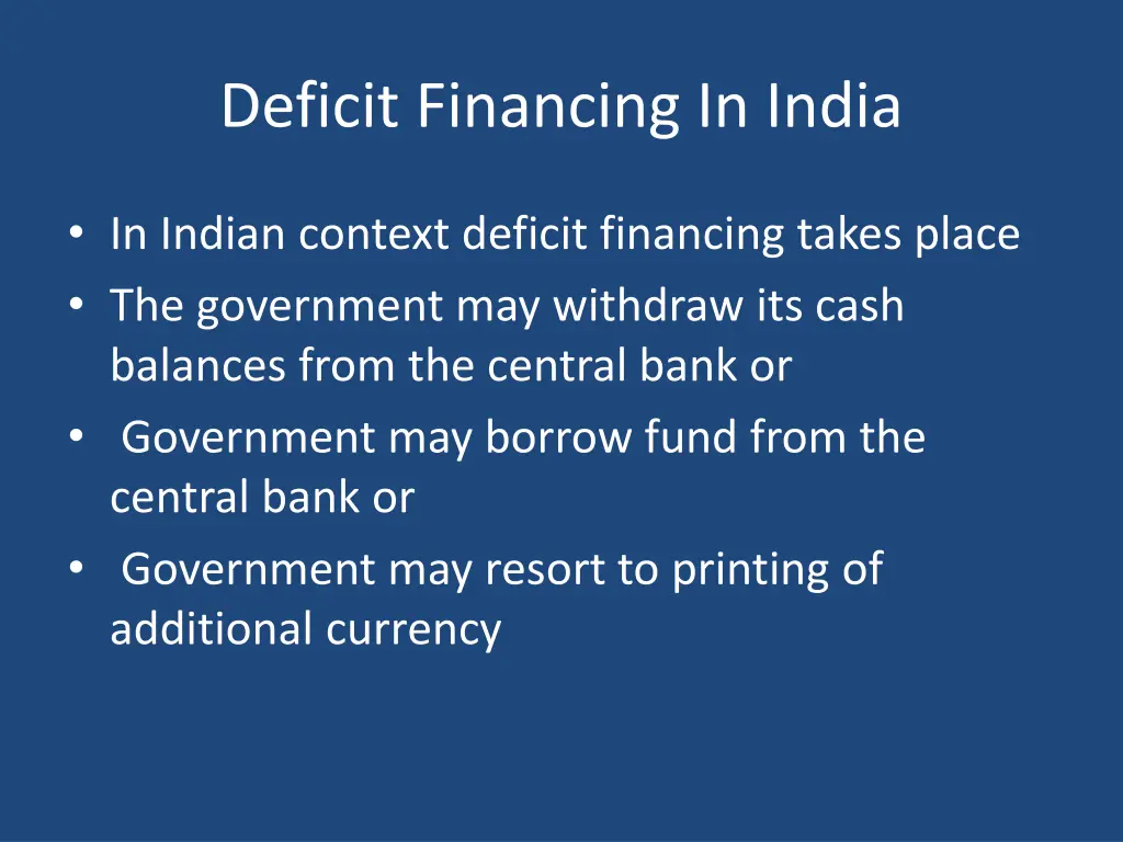 deficit financing in india