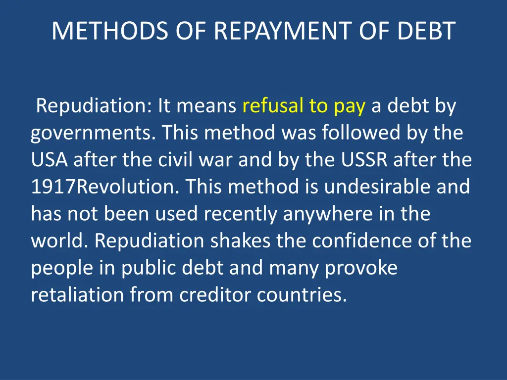 methods of repayment of debt