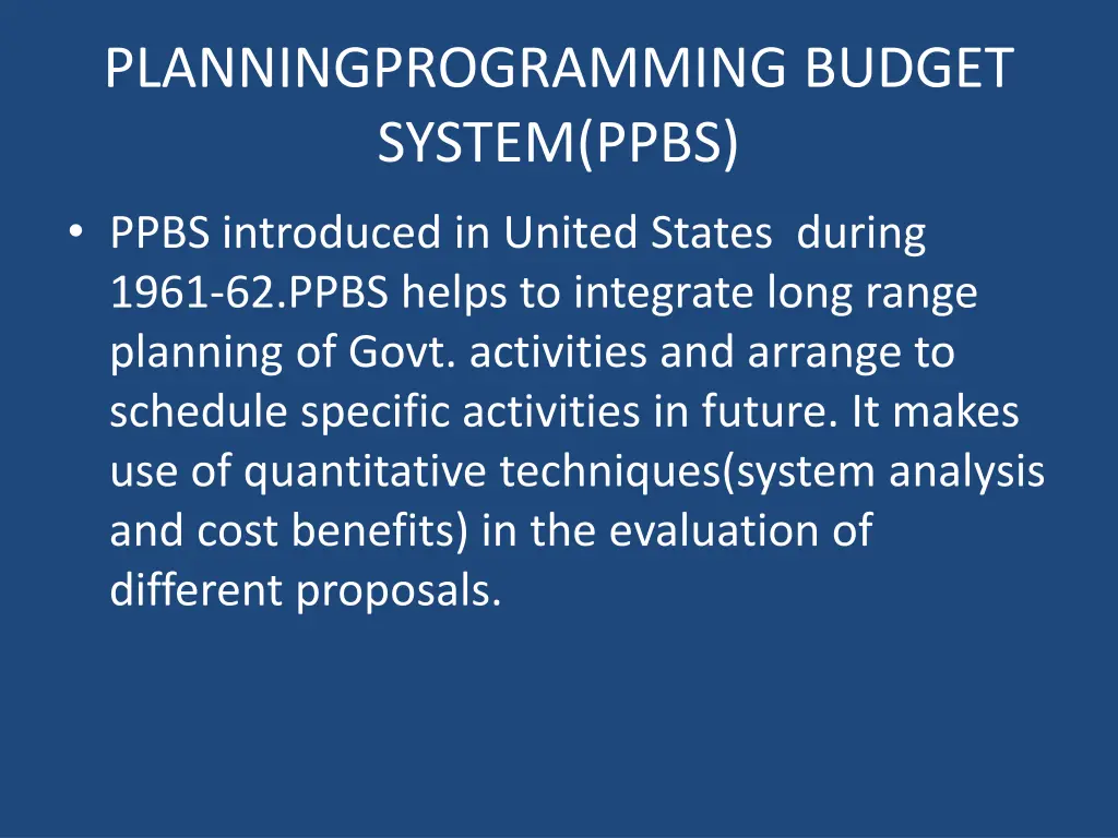 planningprogramming budget system ppbs