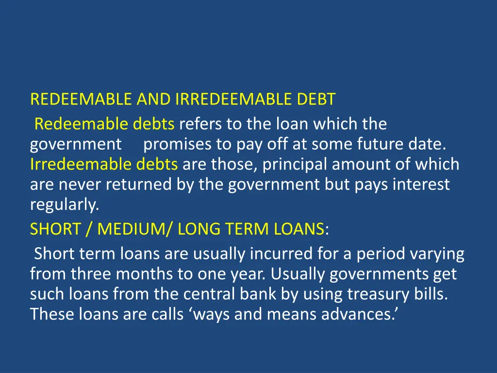 redeemable and irredeemable debt redeemable debts