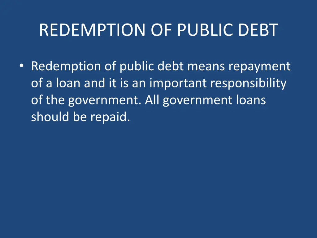 redemption of public debt