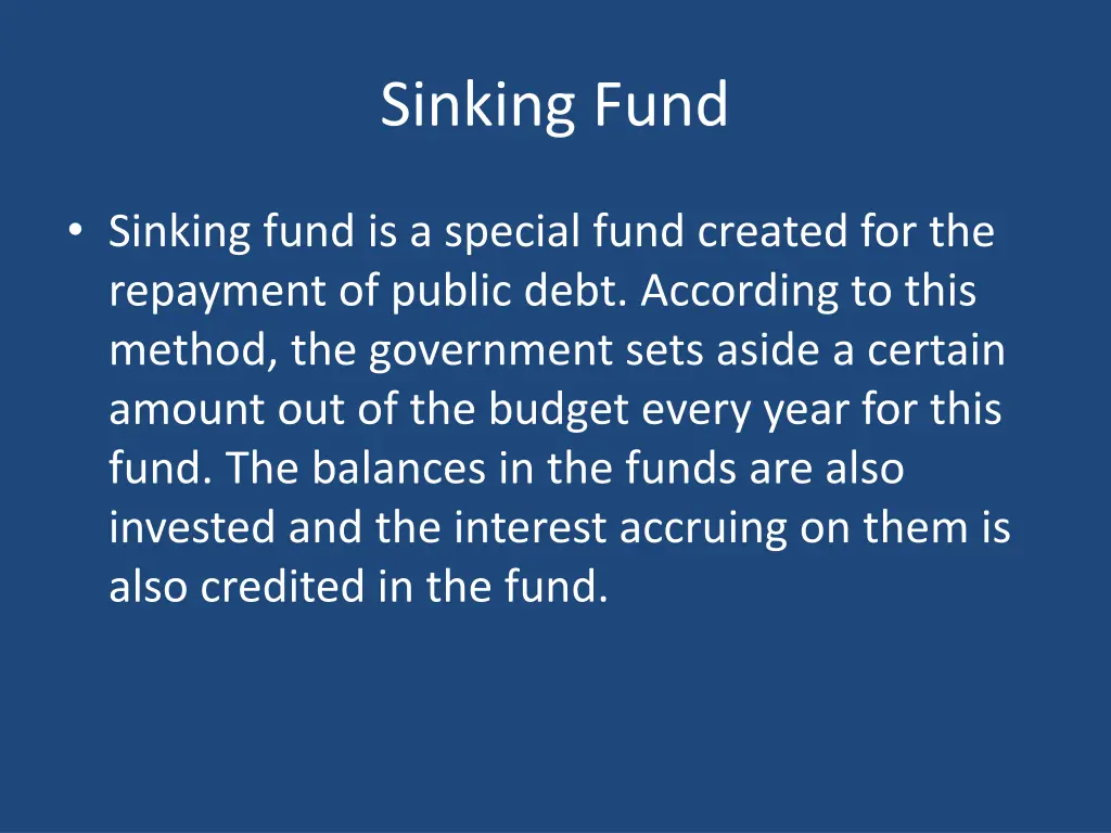 sinking fund