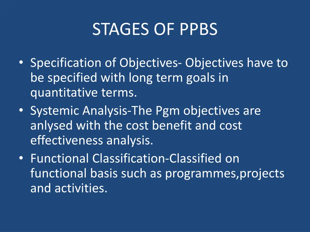 stages of ppbs