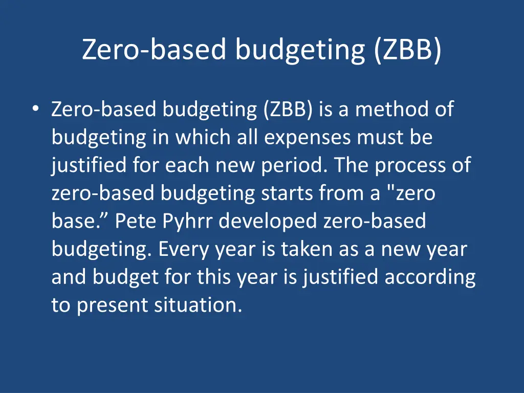 zero based budgeting zbb