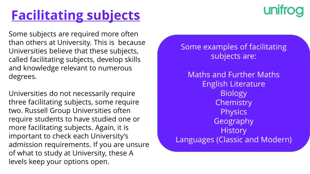 facilitating subjects