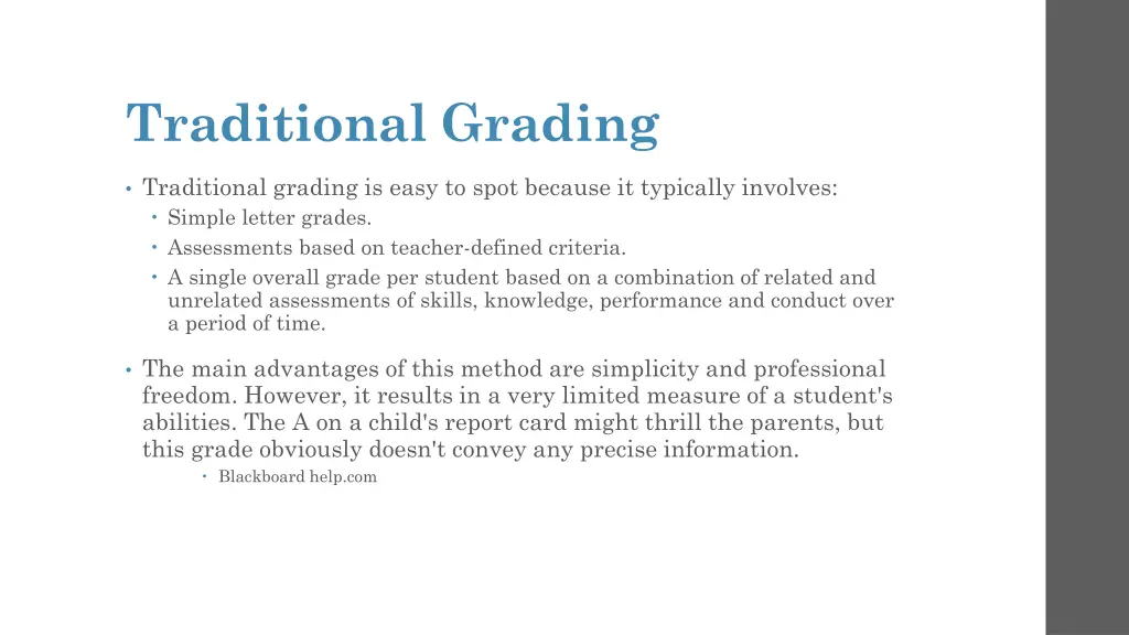 traditional grading